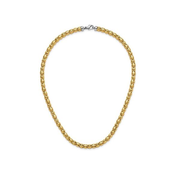 14K Yellow Gold Polished Popcorn Mesh Necklace (18 inches) - Picture 3 of 5
